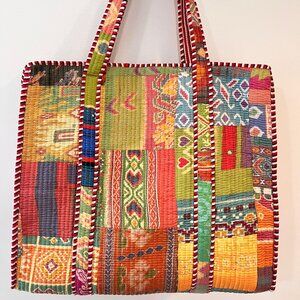 BRAND NEW Indian Handmade Quilted Shopping Tote Bag Women’s Beach Wear Bag